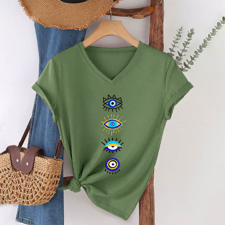 T-shirt da yoga con scollo a V e stampa "Evil Eye Collection" Olivenorma - image 25