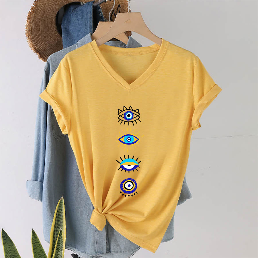 T-shirt da yoga con scollo a V e stampa "Evil Eye Collection" Olivenorma - image 31