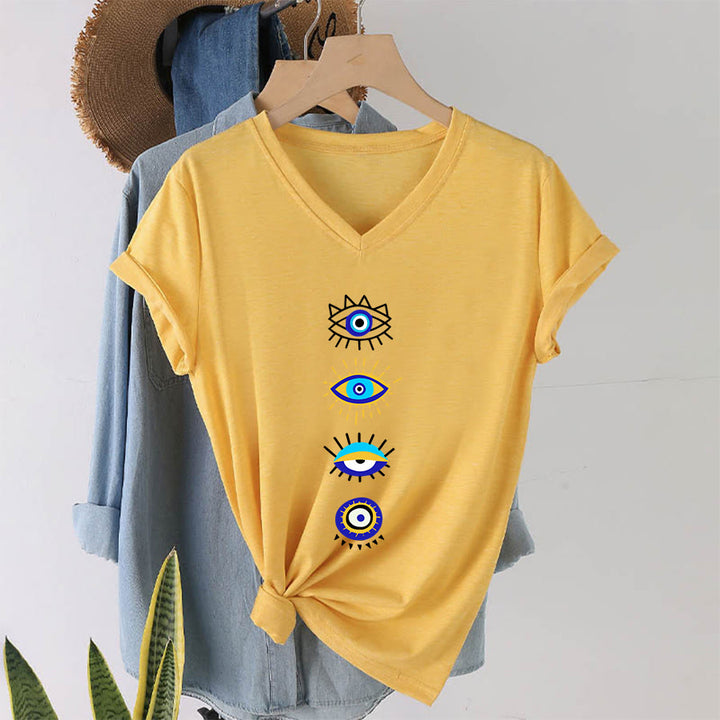 T-shirt da yoga con scollo a V e stampa "Evil Eye Collection" Olivenorma - image 31