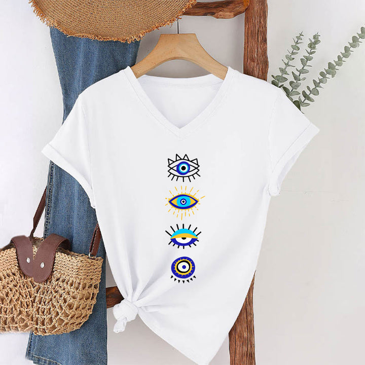 T-shirt da yoga con scollo a V e stampa "Evil Eye Collection" Olivenorma - image 1