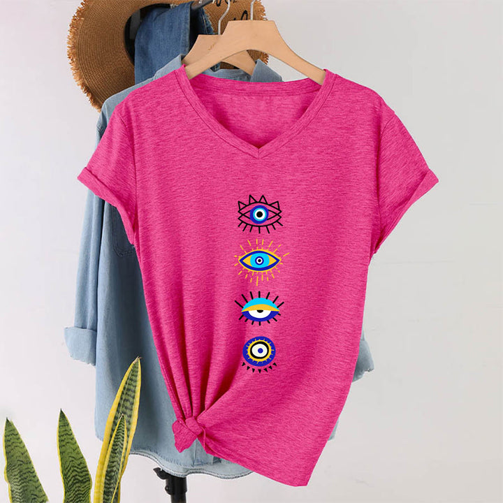 T-shirt da yoga con scollo a V e stampa "Evil Eye Collection" Olivenorma - image 34