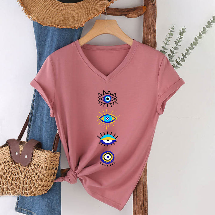 T-shirt da yoga con scollo a V e stampa "Evil Eye Collection" Olivenorma - image 7