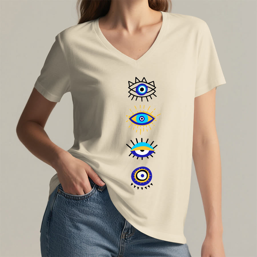 T-shirt da yoga con scollo a V e stampa "Evil Eye Collection" Olivenorma - image 5
