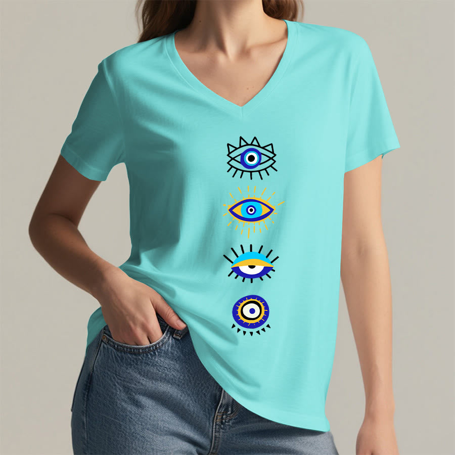 T-shirt da yoga con scollo a V e stampa "Evil Eye Collection" Olivenorma - image 11