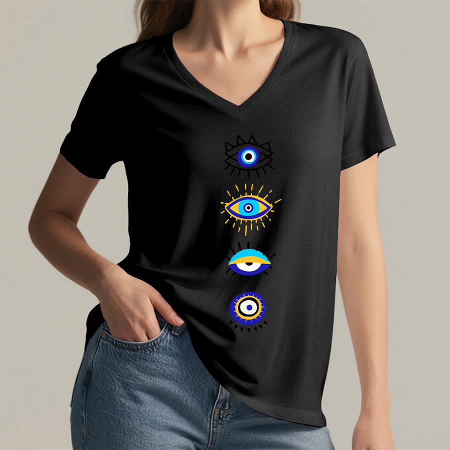 T-shirt da yoga con scollo a V e stampa "Evil Eye Collection" Olivenorma - image 14