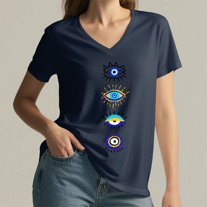 T-shirt da yoga con scollo a V e stampa "Evil Eye Collection" Olivenorma - image 20