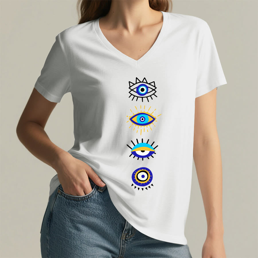 T-shirt da yoga con scollo a V e stampa "Evil Eye Collection" Olivenorma - image 2