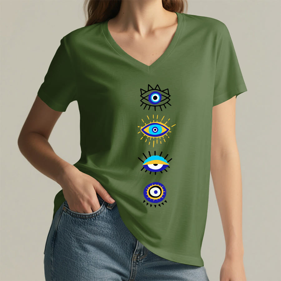 T-shirt da yoga con scollo a V e stampa "Evil Eye Collection" Olivenorma - image 26