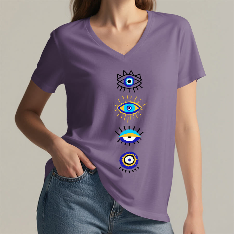 T-shirt da yoga con scollo a V e stampa "Evil Eye Collection" Olivenorma - image 38