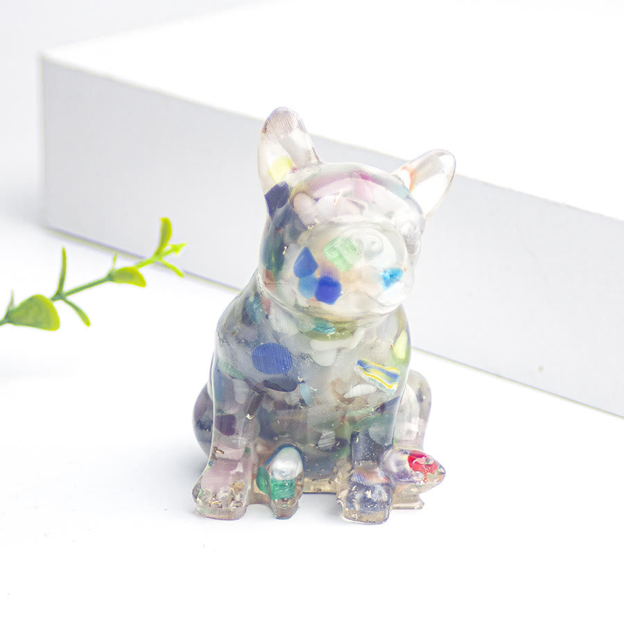 Decorazione in pietra preziosa Bulldog francese in cristallo Olivenorma - Pietra occhio di gatto - image 45