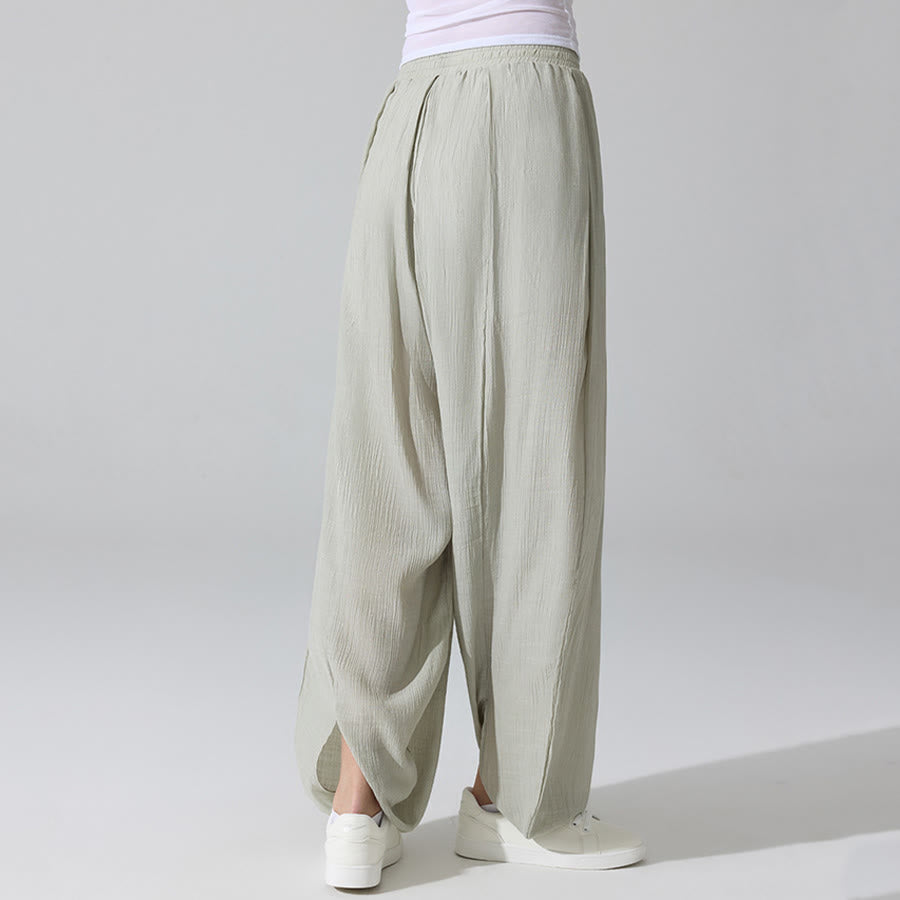 Pantaloni da yoga da donna Olivenorma a vita alta con elastico in vita e texture stropicciata, modello harem ampio. - image 13