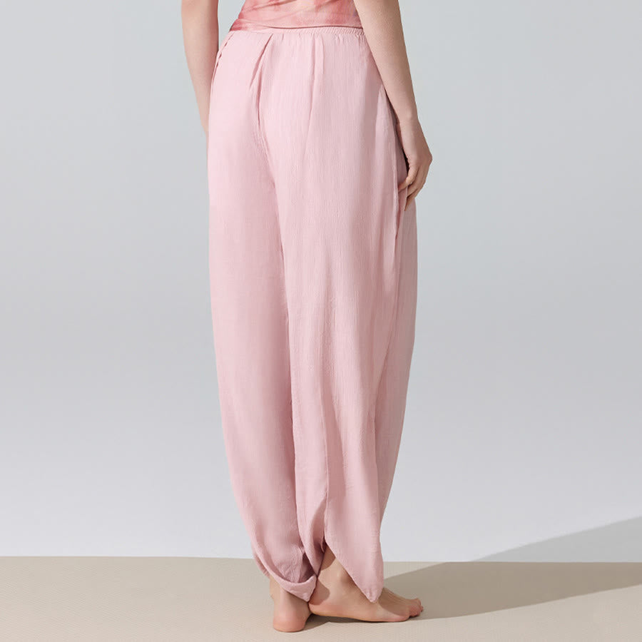 Pantaloni da yoga da donna Olivenorma a vita alta con elastico in vita e texture stropicciata, modello harem ampio. - image 16