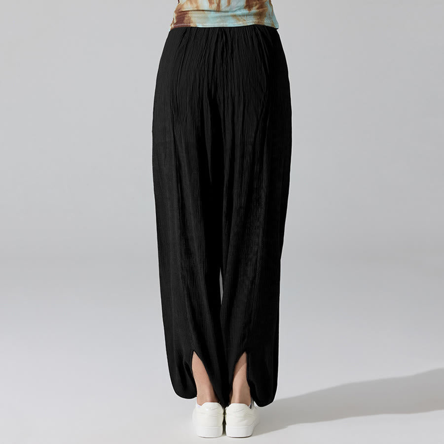 Pantaloni da yoga da donna Olivenorma a vita alta con elastico in vita e texture stropicciata, modello harem ampio. - image 10