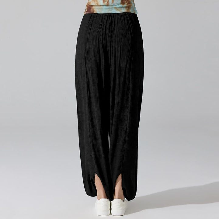 Pantaloni da yoga da donna Olivenorma a vita alta con elastico in vita e texture stropicciata, modello harem ampio. - image 10