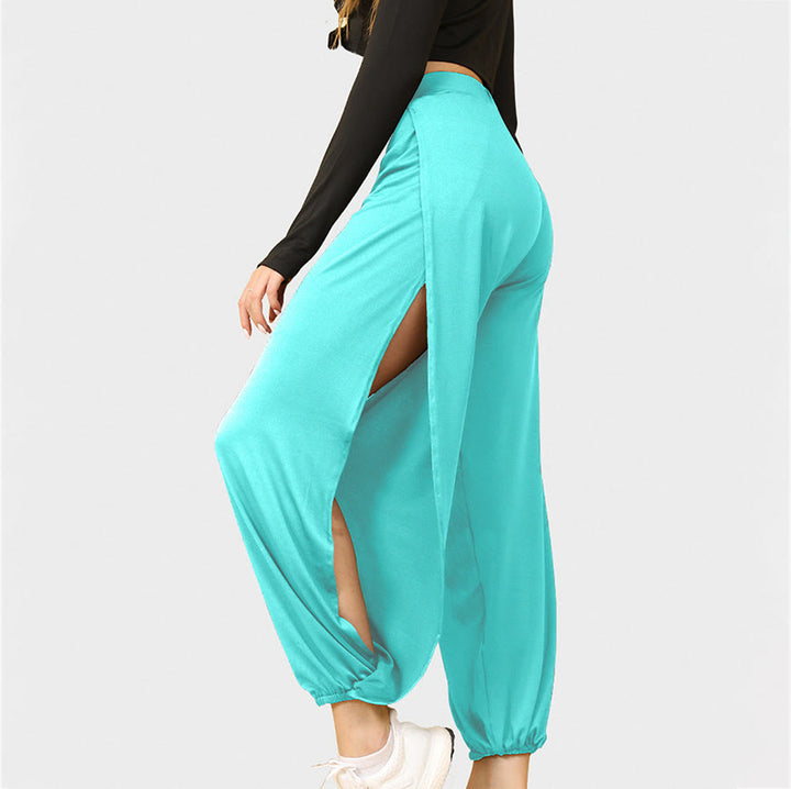 Pantaloni da jogging da donna Olivenorma a vita alta con doppio spacco laterale e inserti in tessuto morbido, ideali per yoga. - Blu - XXL - image 7