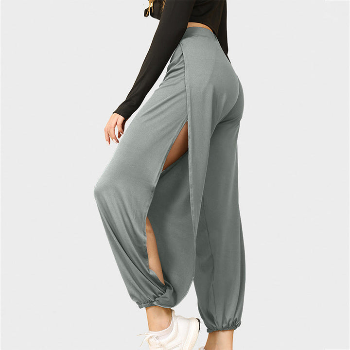 Pantaloni da jogging da donna Olivenorma a vita alta con doppio spacco laterale e inserti in tessuto morbido, ideali per yoga. - Grigio - XXL - image 0