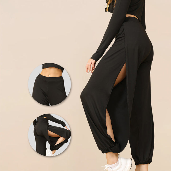 Pantaloni da jogging da donna Olivenorma a vita alta con doppio spacco laterale e inserti in tessuto morbido, ideali per yoga. - image 5