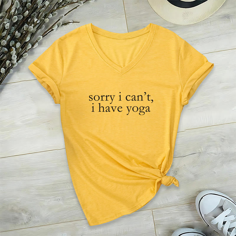 Olivenorma Sorry I Can't I Have Yoga Funny Slogan Women's V Neck T-Shirt - Giallo - 2XL - image 30