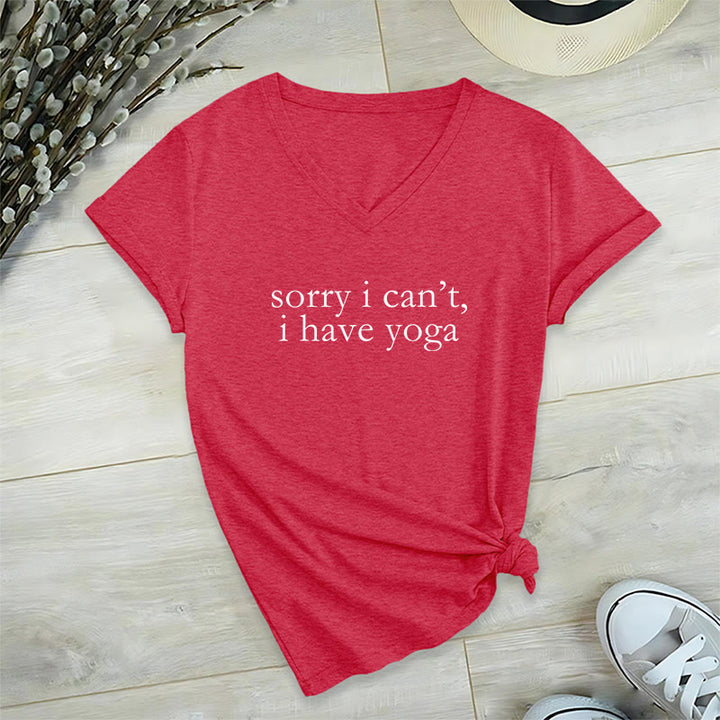 Olivenorma Sorry I Can't I Have Yoga Funny Slogan Women's V Neck T-Shirt - Rosso - 2XL - image 27