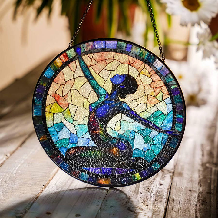 Olivenorma 2D Acchiappasole rotondo con silhouette di donna che fa yoga e allungamento laterale - Yoga di allungamento laterale - 30 cm * 30 cm - image 4