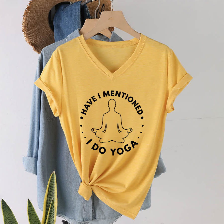 Olivenorma Have I Mentioned I Do Yoga Circular Meditation Figure Graphic Women's V Neck T-Shirt - Giallo - 2XL - image 31