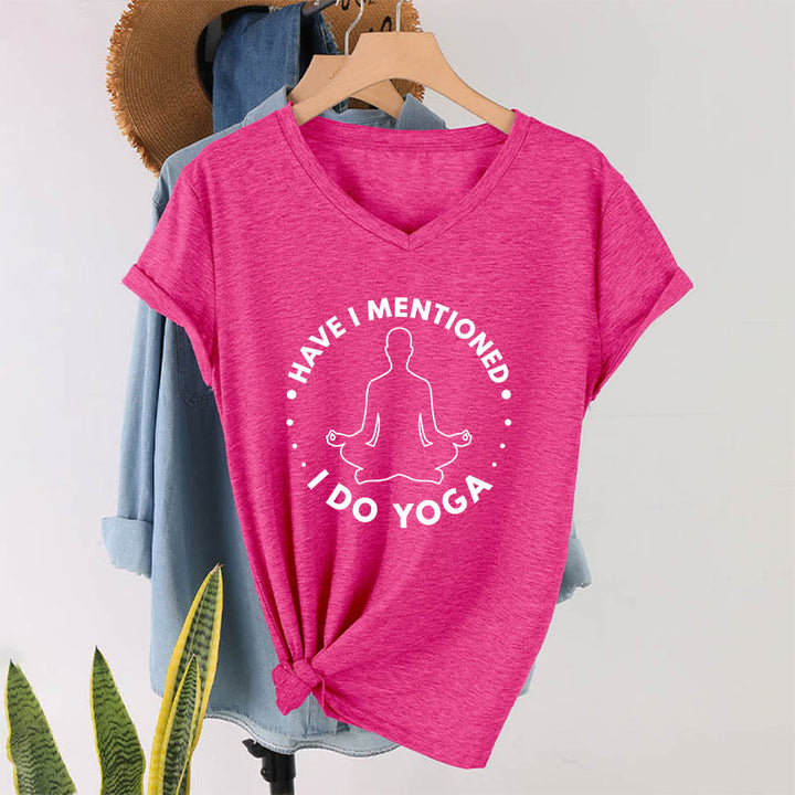 Olivenorma Have I Mentioned I Do Yoga Circular Meditation Figure Graphic Women's V Neck T-Shirt - Rosso rosa - 2XL - image 34