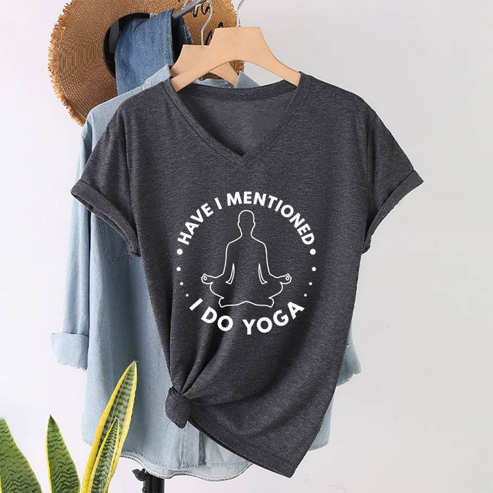 Olivenorma Have I Mentioned I Do Yoga Circular Meditation Figure Graphic Women's V Neck T-Shirt - Grigio - 2XL - image 22