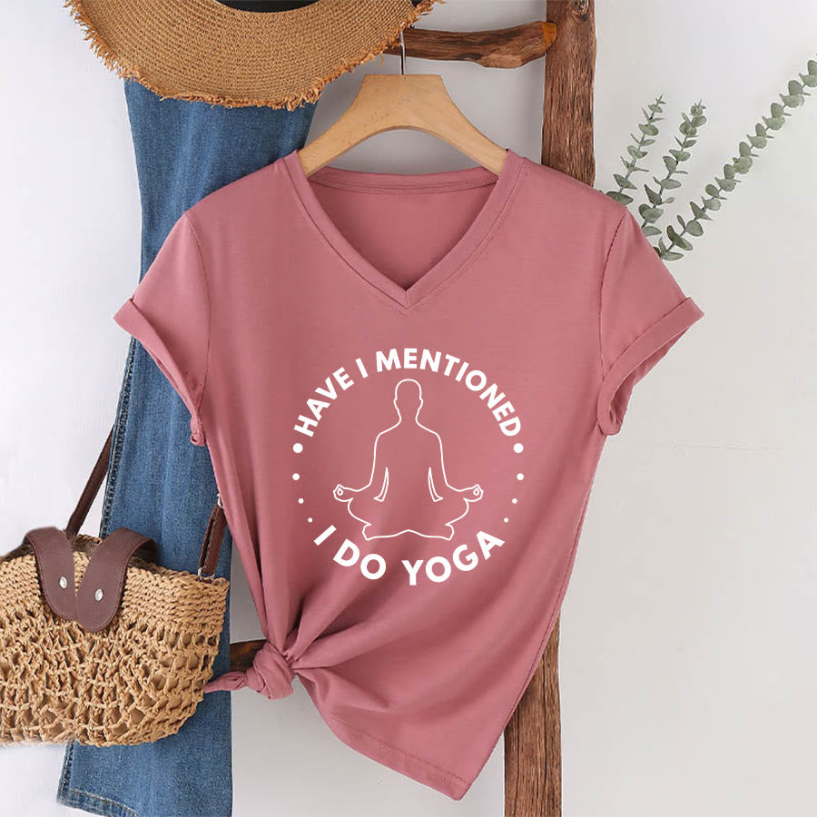 Olivenorma Have I Mentioned I Do Yoga Circular Meditation Figure Graphic Women's V Neck T-Shirt - Rosa - 2XL - image 13