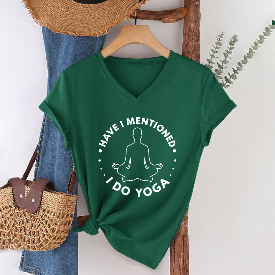 Olivenorma Have I Mentioned I Do Yoga Circular Meditation Figure Graphic Women's V Neck T-Shirt - Verde scuro - 2XL - image 7