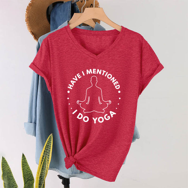 Olivenorma Have I Mentioned I Do Yoga Circular Meditation Figure Graphic Women's V Neck T-Shirt - Rosso - 2XL - image 28