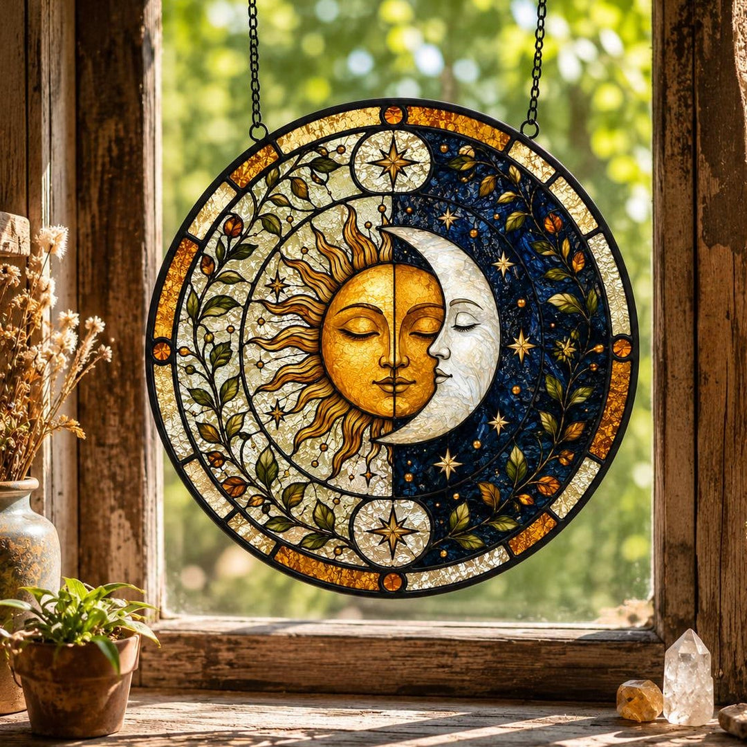 Acchiappasole in vetro colorato Olivenorma Sole Luna - 30 cm - image 0