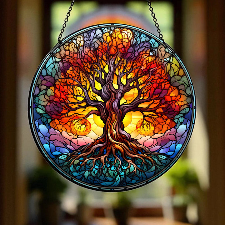 Olivenorma Sunset Glow Albero della Vita Acchiappasole in vetro colorato - 30 cm - image 0
