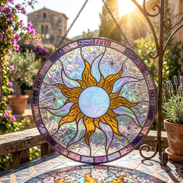Acchiappasole Olivenorma con motivo a raggi di sole e vetrate colorate - 30 cm - image 0
