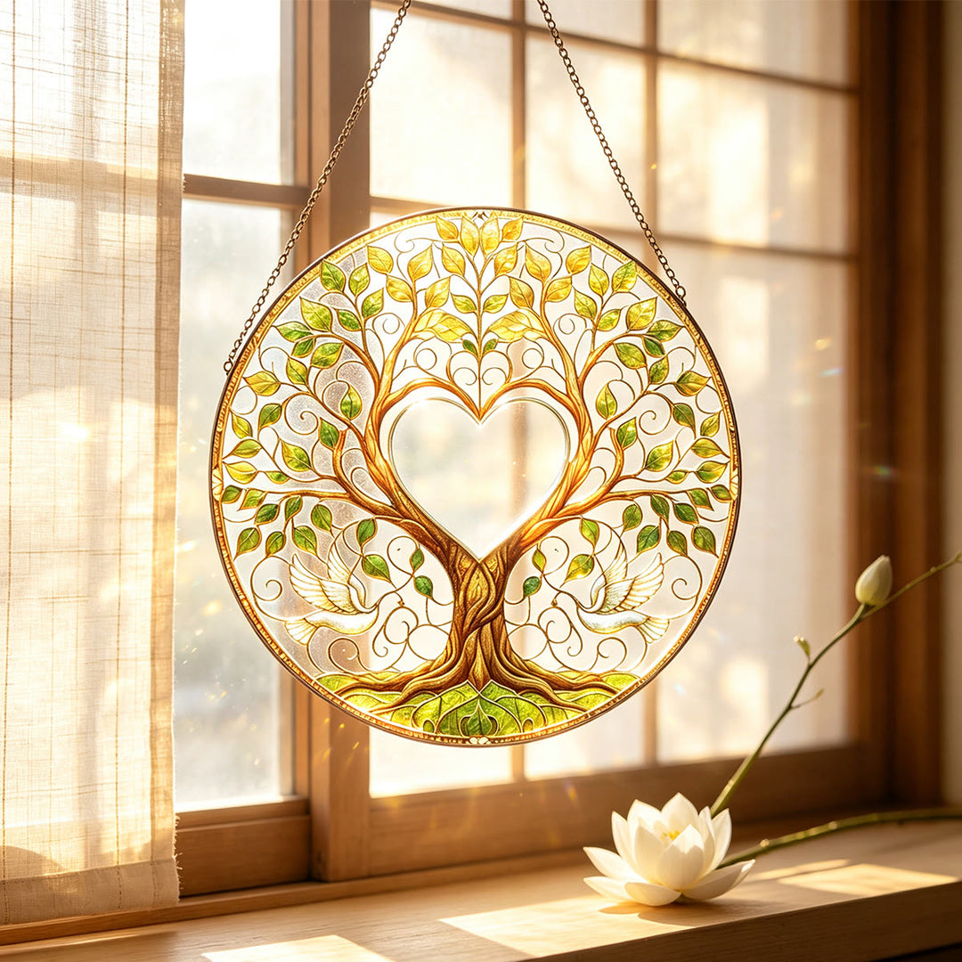 Acchiappasole in vetro colorato "Albero della Vita Verde" Olivenorma Heart Center - image 1
