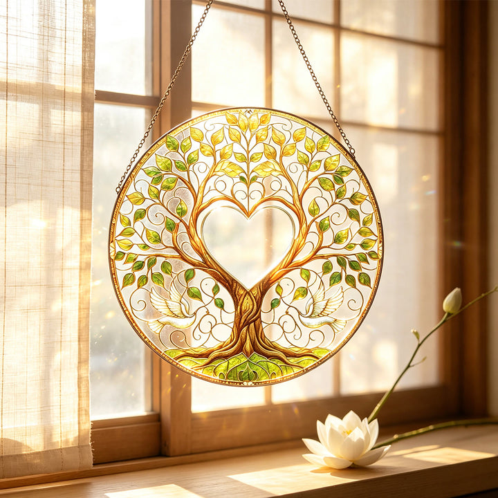 Acchiappasole in vetro colorato "Albero della Vita Verde" Olivenorma Heart Center - image 1