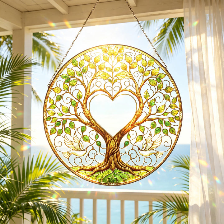 Acchiappasole in vetro colorato "Albero della Vita Verde" Olivenorma Heart Center - image 2