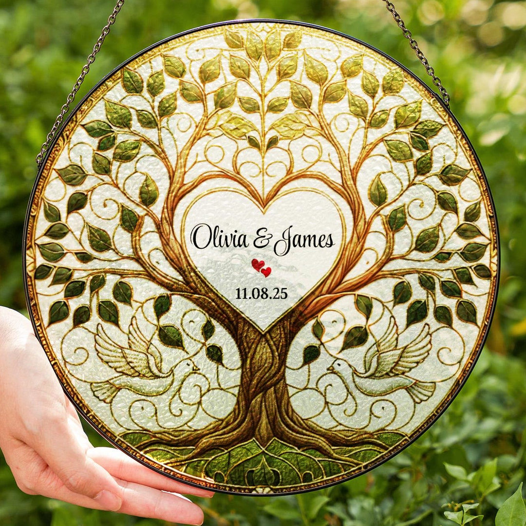 Acchiappasole in vetro colorato "Albero della Vita Verde" Olivenorma Heart Center - image 3