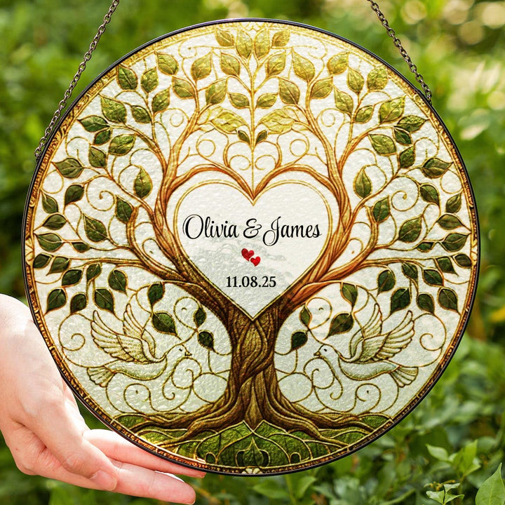 Acchiappasole in vetro colorato "Albero della Vita Verde" Olivenorma Heart Center - image 3