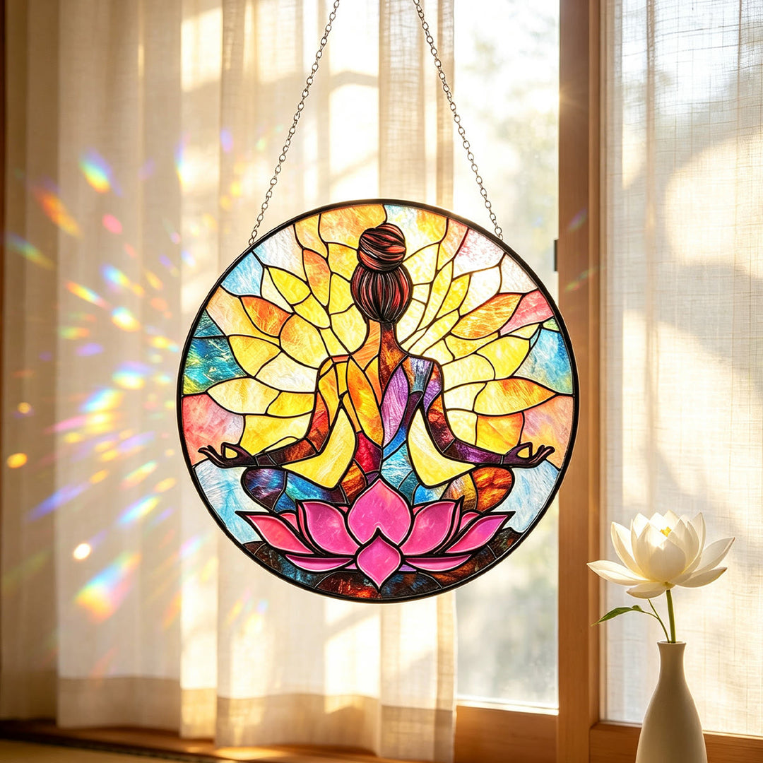 Olivenorma Yoga Meditazione Acchiappasole in vetro colorato a forma di loto - image 1