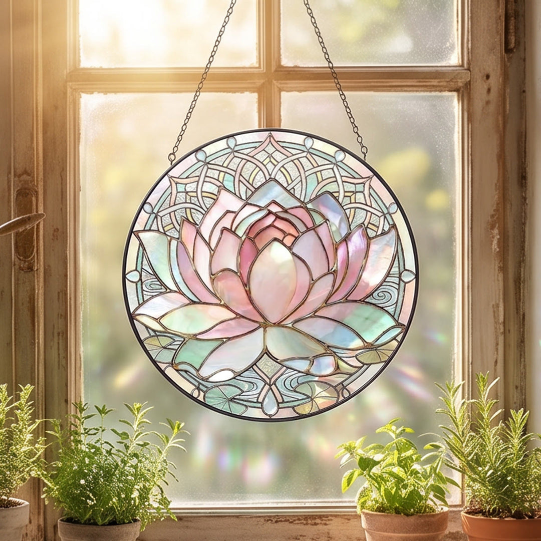 Acchiappasole in vetro colorato con fiore di loto Olivenorma - image 3