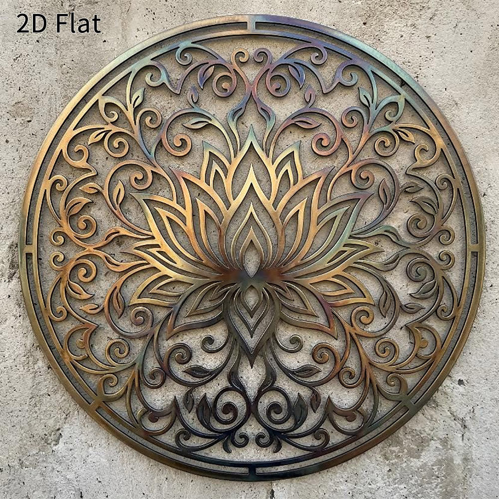 Decorazione murale in metallo 2D Olivenorma Lotus Mandala Hollow Vine - 38 cm*38 cm*1,2 mm - image 0