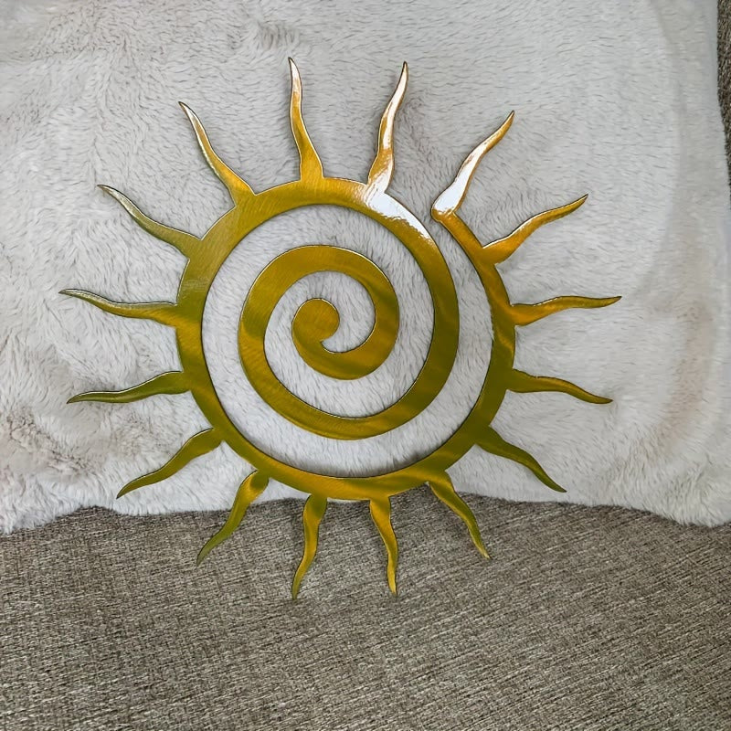 Decorazione da parete in metallo 2D Olivenorma con spirale dorata e raggi di sole. - image 5