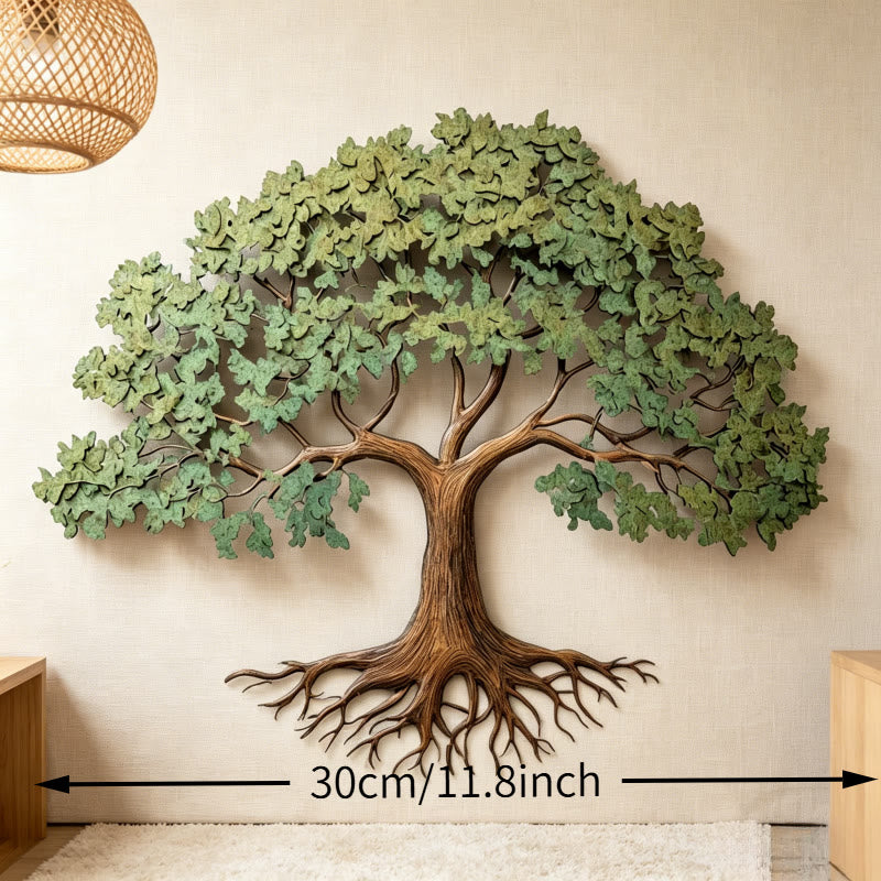 Decorazione da parete in metallo 2D a strati Olivenorma Vintage Albero della Vita con radici. - 38 cm*32,2 cm*1,2 mm - image 0