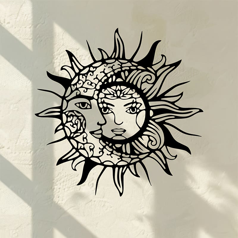 Decorazione da parete in metallo 2D Olivenorma Boho con sole e luna - 38 cm*38 cm*1,2 mm - image 0