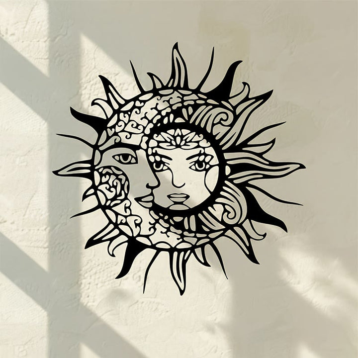 Decorazione da parete in metallo 2D Olivenorma Boho con sole e luna - 38 cm*38 cm*1,2 mm - image 0