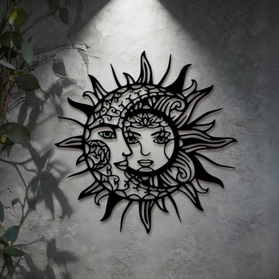Decorazione da parete in metallo 2D Olivenorma Boho con sole e luna - image 5