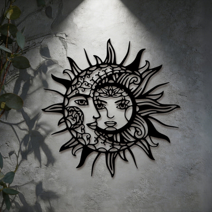 Decorazione da parete in metallo 2D Olivenorma Boho con sole e luna - image 5