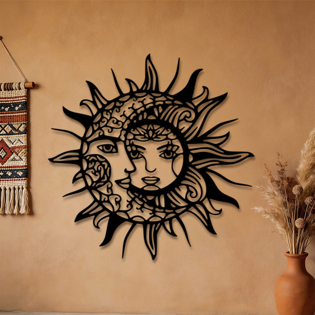 Decorazione da parete in metallo 2D Olivenorma Boho con sole e luna - image 3