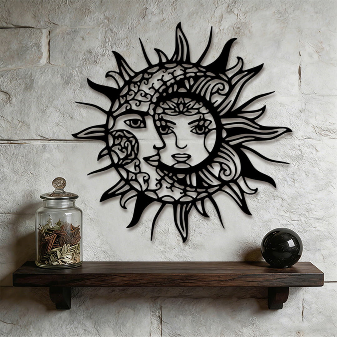 Decorazione da parete in metallo 2D Olivenorma Boho con sole e luna - image 1