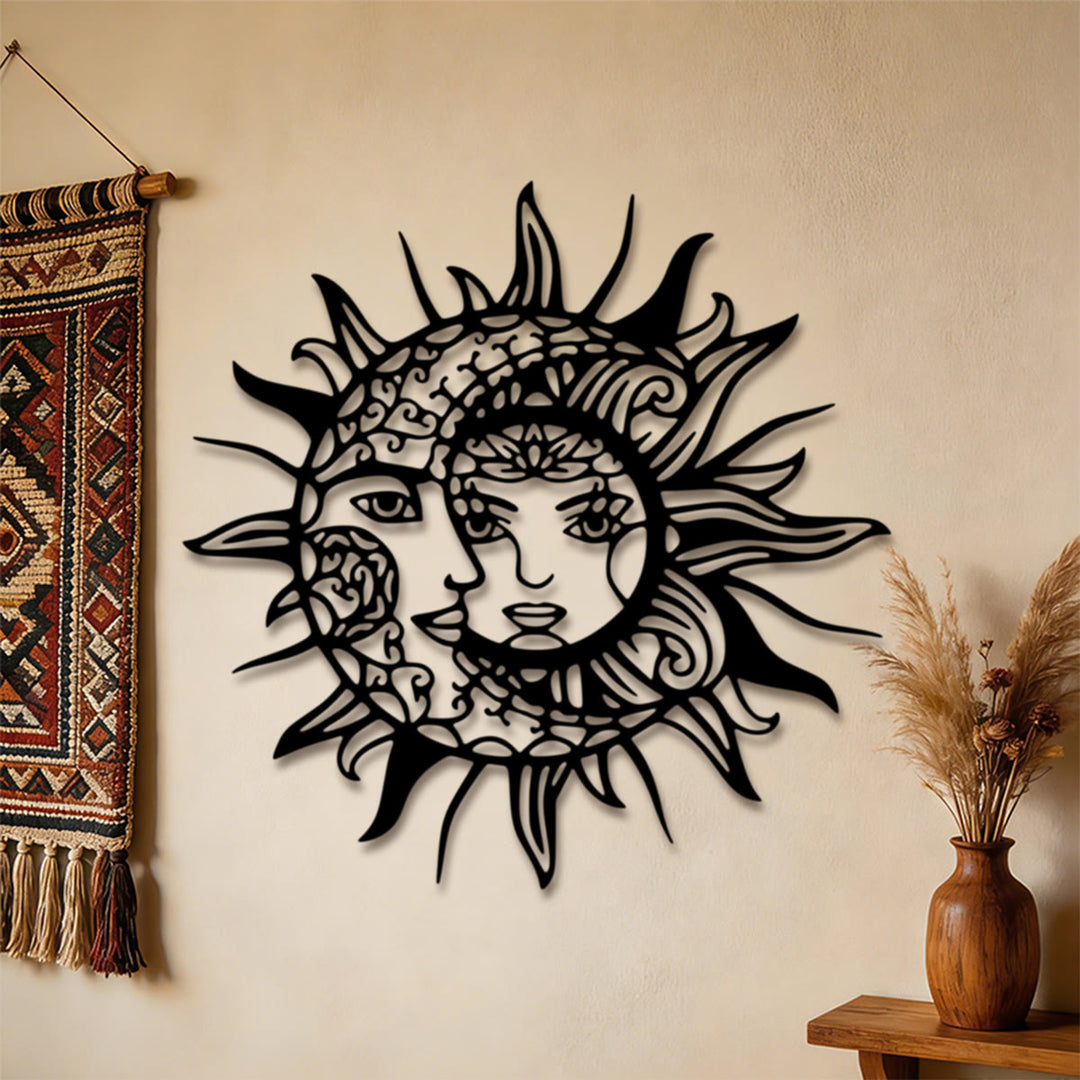 Decorazione da parete in metallo 2D Olivenorma Boho con sole e luna - image 2